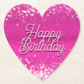 ホットピンクグリッター《写真》ぼけ味カスタム文字 ペーパーコースター (正面)