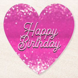 ホットピンクグリッター《写真》ぼけ味カスタム文字 ペーパーコースター