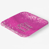 ホットピンクグリッター《写真》ぼけ味カスタム文字 ペーパープレート (傾斜あり)