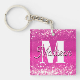 ホットピンクグリッター《写真》ぼけ味モノグラム キーホルダー