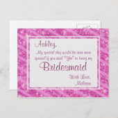 ホットピンクグリッター – 私の花嫁のメイドになる？ インビテーションポストカード (正面/裏面)