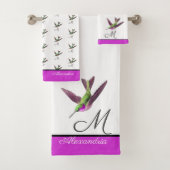 ホットピンクグリーンハミングバードウォーター色 バスタオルセット (インサイチュ)