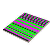 ホットピンクグリーンブラックカラフルストライプ タイル (側面)