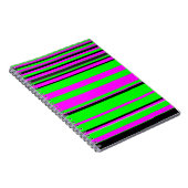ホットピンクグリーンブラックカラフルストライプ ノートブック (右側)