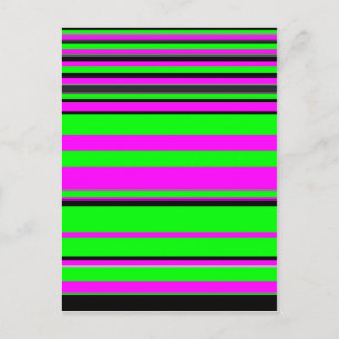 ホットピンクグリーンブラックカラフルストライプ ポストカード