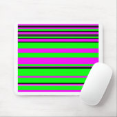 ホットピンクグリーンブラックカラフルストライプ マウスパッド (マウス)