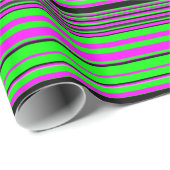 ホットピンクグリーンブラックカラフルストライプ ラッピングペーパー (ロールコーナー)