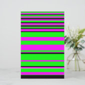 ホットピンクグリーンブラックカラフルストライプ 便箋 (スタンド正面)