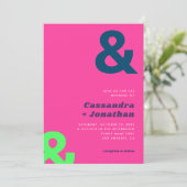 ホットピンクグルービーレトロ |アンパはっきりしたンパサンド結婚ーズ 招待状 (スタンド正面)