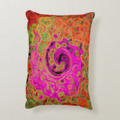 ホットピンクグルービー抽象芸術レトロ液スワール アクセントクッション (裏面(縦))