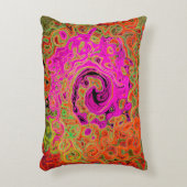 ホットピンクグルービー抽象芸術レトロ液スワール アクセントクッション (正面(垂直))