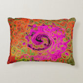 ホットピンクグルービー抽象芸術レトロ液スワール アクセントクッション (裏面)