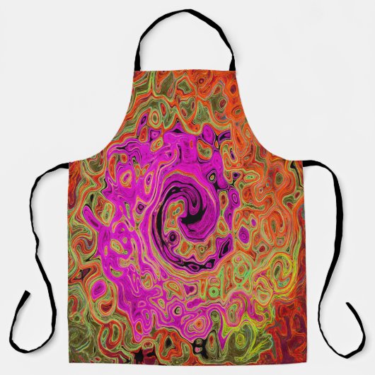 ホットピンクグルービー抽象芸術レトロ液スワール エプロン (正面)