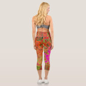 ホットピンクグルービー抽象芸術レトロ液スワール カプリレギンス (裏面)