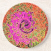 ホットピンクグルービー抽象芸術レトロ液スワール コースター (正面)