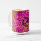 ホットピンクグルービー抽象芸術レトロ液スワール コーヒーマグカップ (正面左)