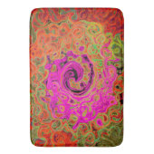 ホットピンクグルービー抽象芸術レトロ液スワール バスマット (正面縦)