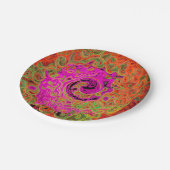 ホットピンクグルービー抽象芸術レトロ液スワール ペーパープレート (アングル)