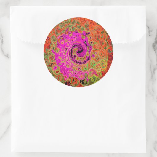 ホットピンクグルービー抽象芸術レトロ液スワール ラウンドシール (バッグ)