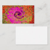 ホットピンクグルービー抽象芸術レトロ液スワール 名刺 (正面/裏面)