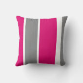 ホットピンクグレーと白ストライプ色モダン クッション (裏面)