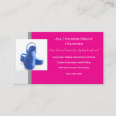 ホットピンクグレーブルーメディカルクロッグユニフォーム 名刺 (正面)