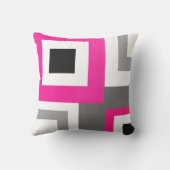 ホットピンクグレー白黒幾何学正方形 クッション (裏面)