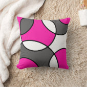 ホットピンクグレー白黒抽象芸術円 クッション (ブランケット)