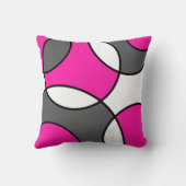 ホットピンクグレー白黒抽象芸術円 クッション (裏面)