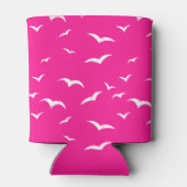 ホットピンクコースタルシーガルパターンビーチパーティー 缶クーラー (裏面)