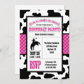 ホットピンクコーハイドカウボーイ誕生日招待状 招待状 (正面/裏面)