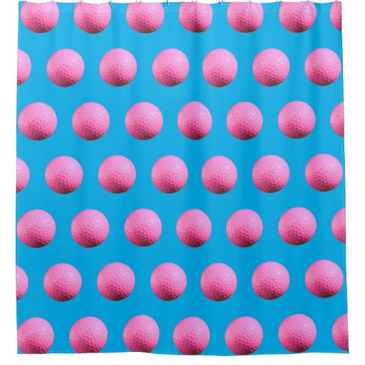 ホットピンクゴルフボールシャワーカーテン シャワーカーテン (正面)