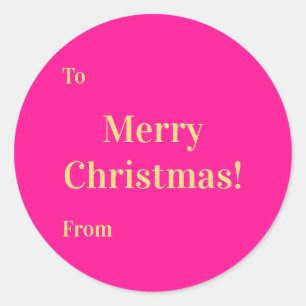 ホットピンクゴールドのクリスマスメッセージ ラウンドシール