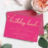 ホットピンクゴールドの誕生日ランチ 招待状