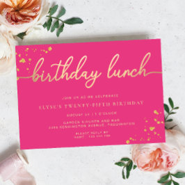 ホットピンクゴールドの誕生日ランチ 招待状