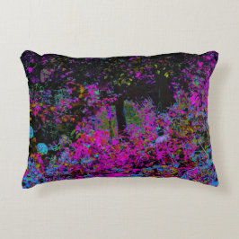ホットピンクサイケデリックとブラックガーデンサンライズ アクセントクッション