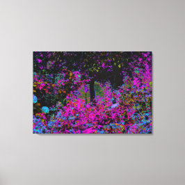 ホットピンクサイケデリックとブラックガーデンサンライズ キャンバスプリント