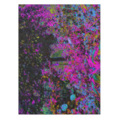 ホットピンクサイケデリックとブラックガーデンサンライズ テーブルクロス (正面)