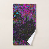 ホットピンクサイケデリックとブラックガーデンサンライズ バスタオルセット (ハンドタオル)