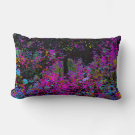 ホットピンクサイケデリックとブラックガーデンサンライズ ランバークッション