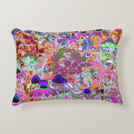 ホットピンクサイケデリックとライムグリーンガーデンフラワー アクセントクッション