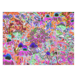 ホットピンクサイケデリックとライムグリーンガーデンフラワー テーブルクロス