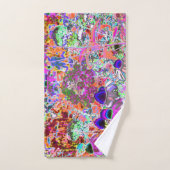 ホットピンクサイケデリックとライムグリーンガーデンフラワー バスタオルセット (ハンドタオル)