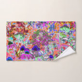 ホットピンクサイケデリックとライムグリーンガーデンフラワー バスタオルセット (ハンドタオル)