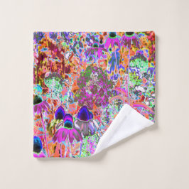 ホットピンクサイケデリックとライムグリーンガーデンフラワー バスタオルセット