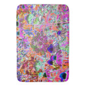 ホットピンクサイケデリックとライムグリーンガーデンフラワー バスマット (正面縦)