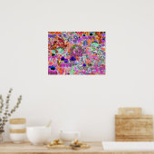 ホットピンクサイケデリックとライムグリーンガーデンフラワー ポスター (キッチン)