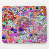 ホットピンクサイケデリックとライムグリーンガーデンフラワー マウスパッド (正面)