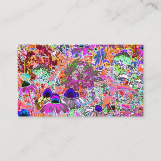 ホットピンクサイケデリックとライムグリーンガーデンフラワー 名刺 (正面)