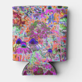 ホットピンクサイケデリックとライムグリーンガーデンフラワー 缶クーラー (正面)